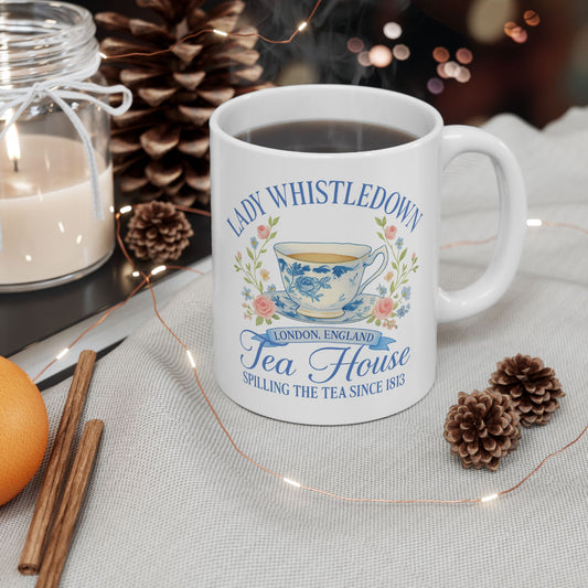 Bridgerton Lady Whistledown's Tea House Mug, Bridgerton Fan Mug, (11oz, 15oz)